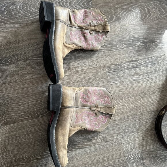 Ariat Boots Womens 10 Fatbaby Western Brown Pink Cowboy Boot - Picture 7 of 12